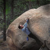 Jim Hausmann on the F.A. of "Over Easy."  "The Land Of The Slabs" Three Sister Park, Colorado.