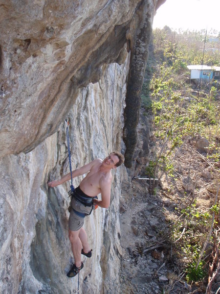 Gettin' ready for the crux on Dixon's Delight.