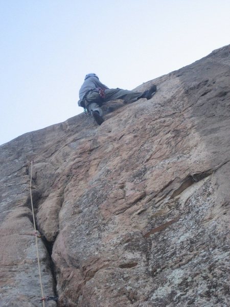 Aaron styling with the heel hook at the traverse, during the onsight.