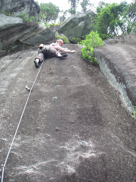 Climbing the knob ladder on Waiting for the Sun.