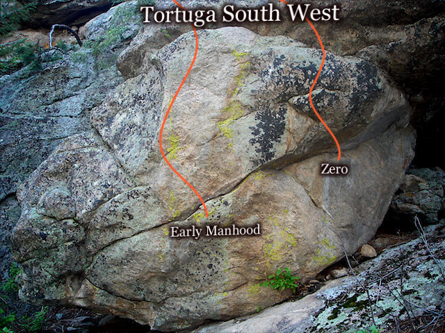 A photo of the "Early Manhood" block located on the South/West side of "Tortuga's" main rock formation.