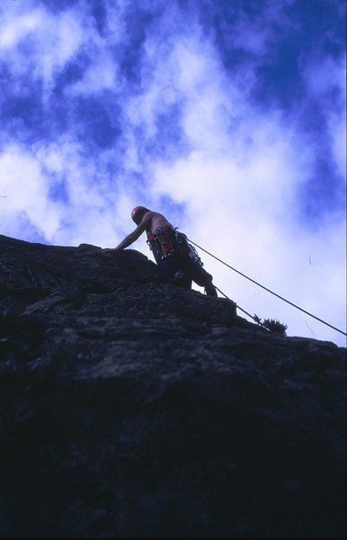 Neil approaching the crux of Ash Wall.