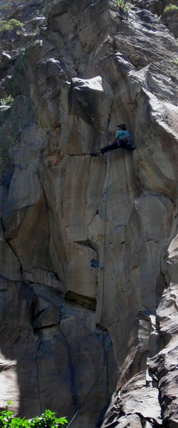 Peter sizing up the last crux...  A fine send.