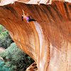 Vanessa Peterson on the 2nd ascent of the wave (25, 5.12b), Nomad Springs WA