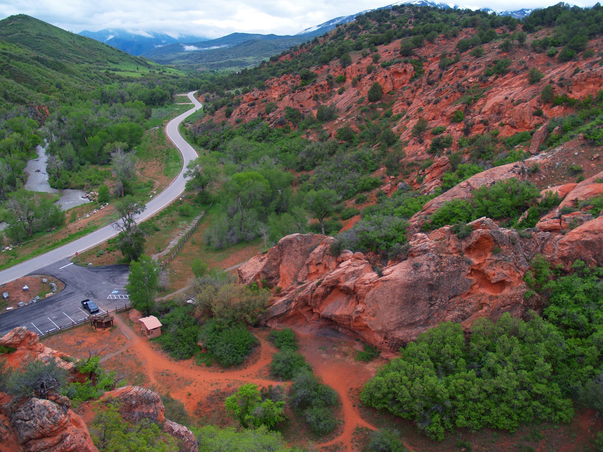 View of Diamond Fork Canyon from Red Ledges Picnic Area.
