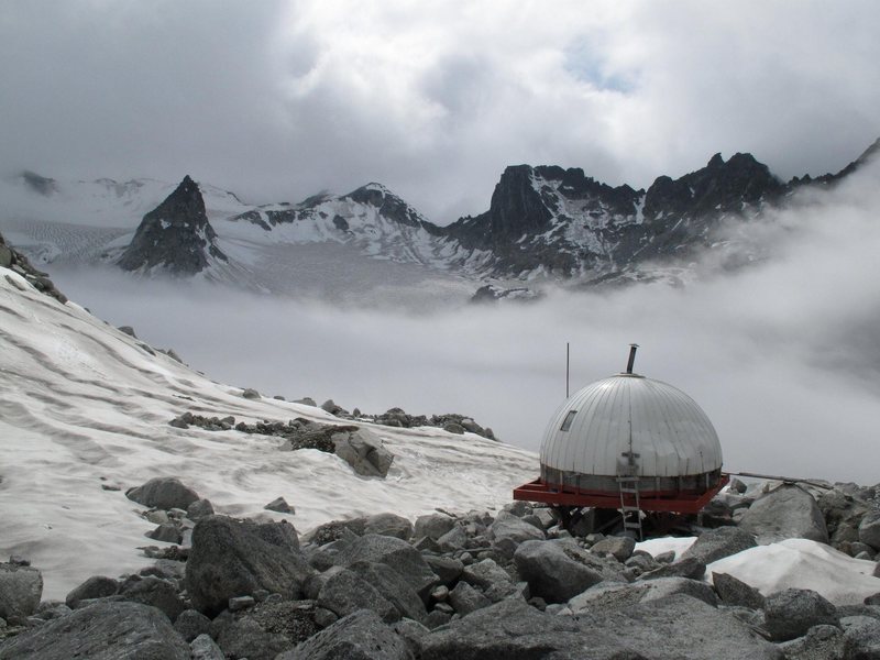Nunatak. Because it's there wall. Snowbird Hut. (left to right)