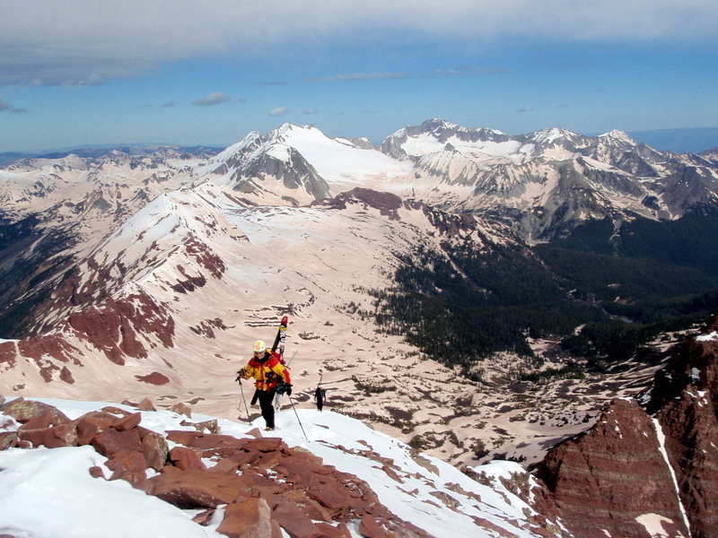 Mike Carr and Austin Porzak approaching the summit of North Maroon. Photo taken by Beau Burris