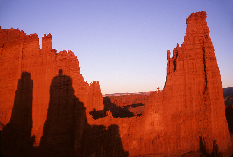 Can you name the 7 formations in this photo that have routes up them?<br>
<br>
By the way, if you see this when you're on the summit of Cottontail, be prepared to rap in the dark!