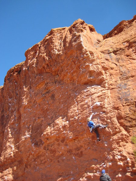 Setting up for the crux