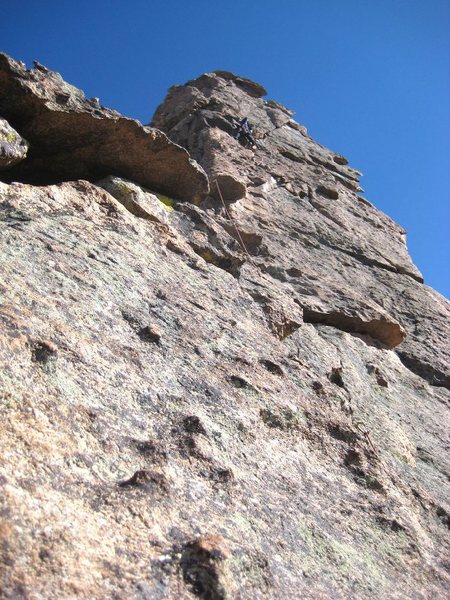 High on the buttress. Photo by Mark Oveson.