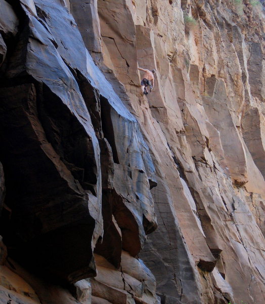 Keith Beckley staring down the crux.