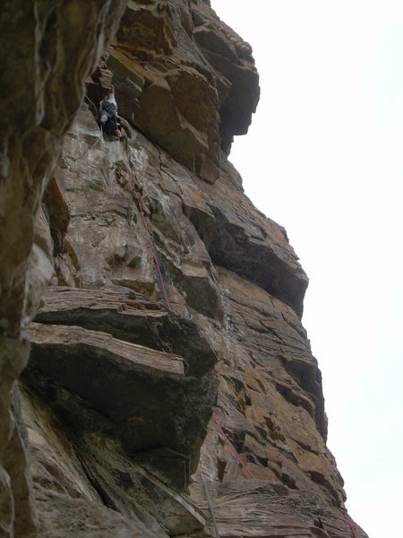 The crux overhang.