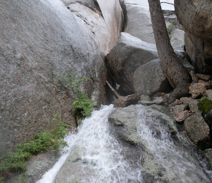 During a rainstorm, a waterfall occurs right near the start of the route.