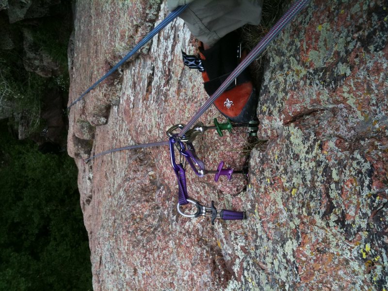 my freak out moment. Looked down and realized I had ran it out 40+ feet. Jammed cams in as fast as possible. one of them was bound to hold. Ha!