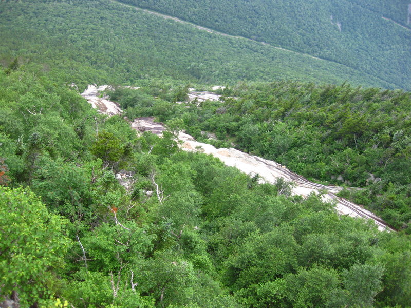 looking down at the approach to the buttresses.
