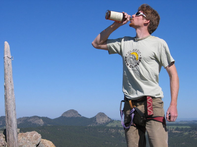 Perhaps the first ascent with a full bottle of scotch and the first descent with a half bottle of scotch left over?