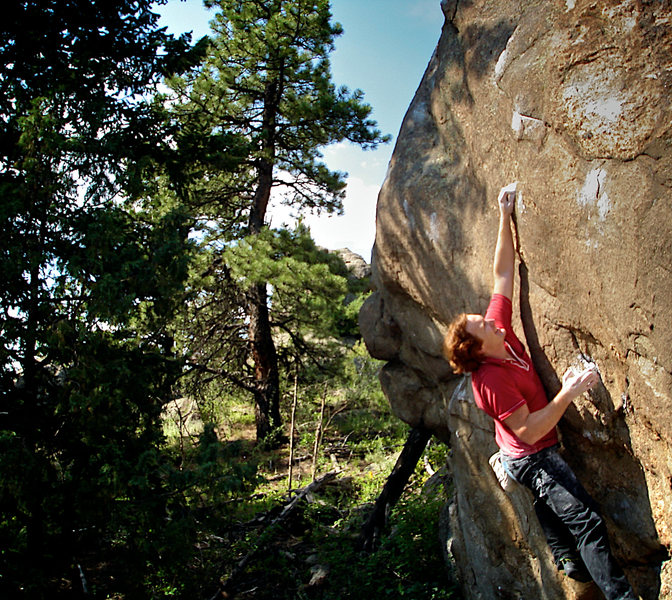 Luke Childers pulling the tiny crimps of "The Sausage Nome."