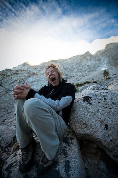 Caroline Schaumann after the short approach to Lone Pine Peak