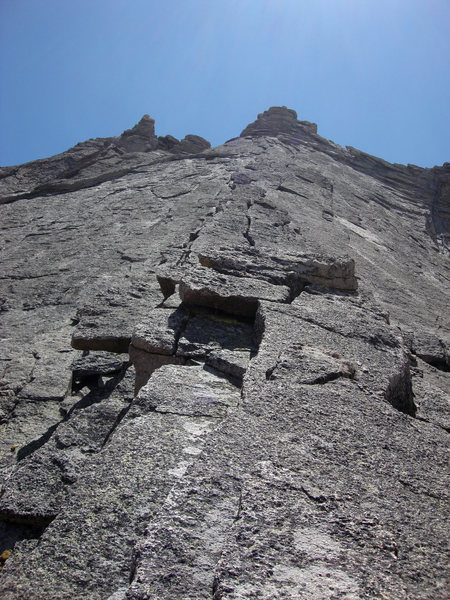 The view is straight up the line of ascent. The overlaps are apparent at the top.