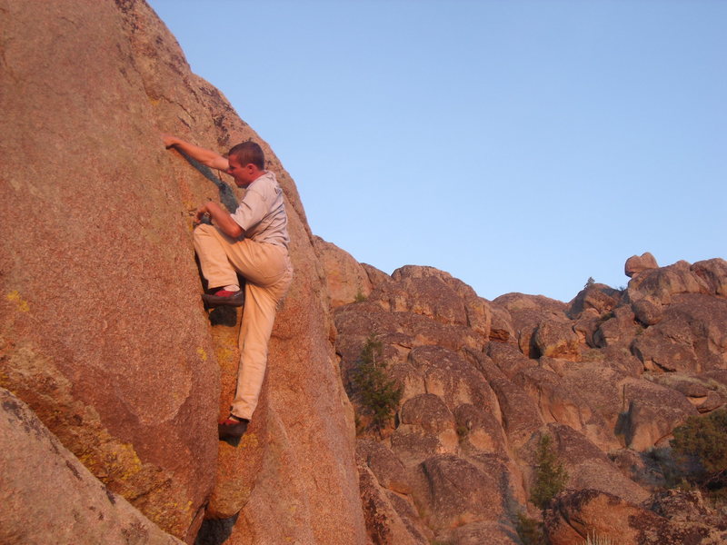 The highball crack climb, Zoolander, just right of Supermodel, a classic 5.10+ line.