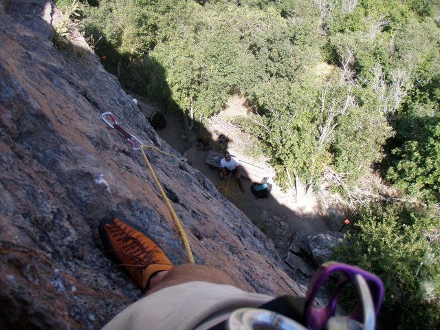 Looking down from rap anchors.