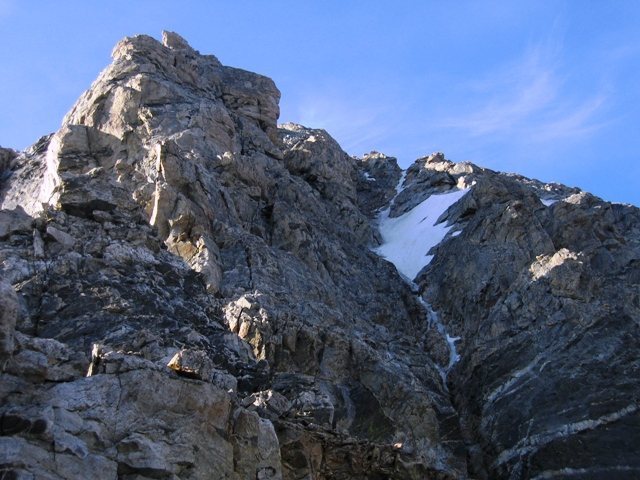 North Ridge of the Middle Teton with "Harry's Highway" on the right.