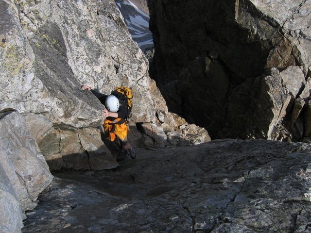 P girl 3rd classing the lower part of the route. Steep, exposed, and great rock.