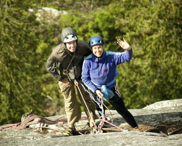 with my son Tristan, at the belay on Hairpin