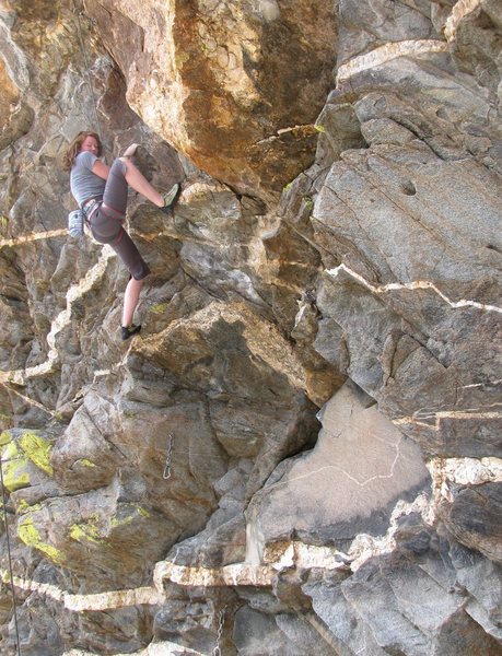 Climbing the cool rock of the lower section of Oedipus.