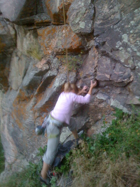 Kat A steps across the poison ivy patch standing sentinel against would be Beer Crackers. Somewhat visible is the rope tarp Jim Beissel gallantly laid down and I gallantly collected and carried out for him at night's end.