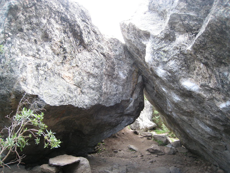 Thing Across From Bierstadt climbs pretty much up the center of this pic, on the left boulder, starting at the bottom of the 3" deep left-facing dihedral.