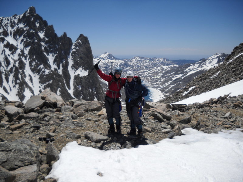Happy to be on top of the pass for the second time on our way back to base camp. It is only a few hundred feet lower than Gannett.