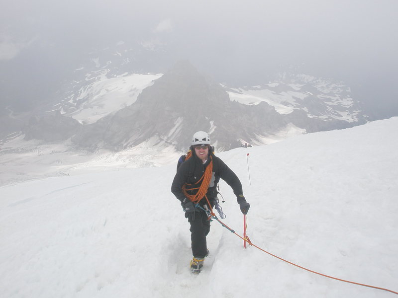 On the Switchbacks of the summit snowfield above the Ingraham glacier.