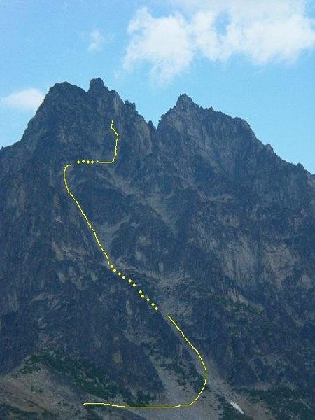 The route up to the notch behind Long John Tower.