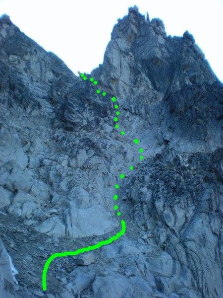 The easiest way to the notch behind Long John Tower (4th class).
