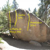 Photo/topo for the Breakdance Boulder, Tramway. 