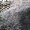 7 bolts to a 2-bolt anchor.  Early crux.  Anyone know what route this is? I'm trying to get my bearings on this rock....