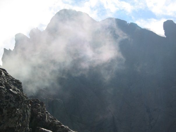 Crestone Needle. The summit pitch is visible as the left skyline.