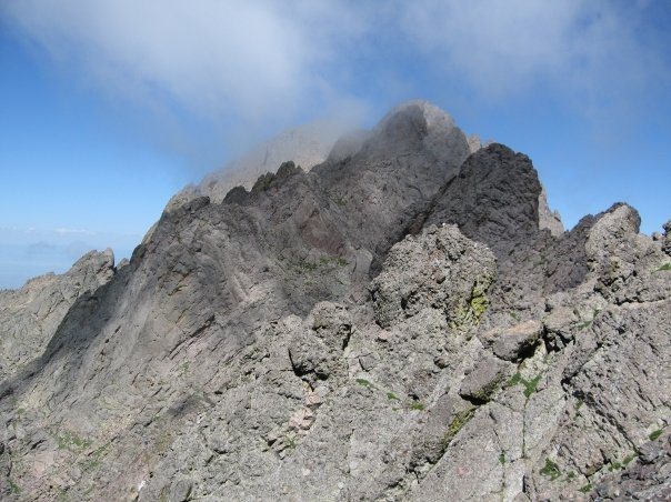 A look back at Crestone Peak from near the top of the Needle.