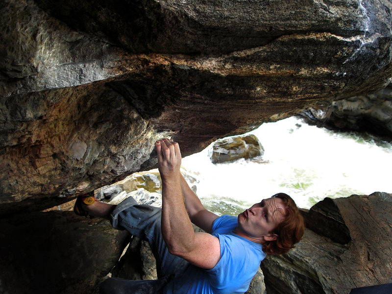 Luke Childers working for the send on "The Animal." Clear Creek Canyon, Colorado.