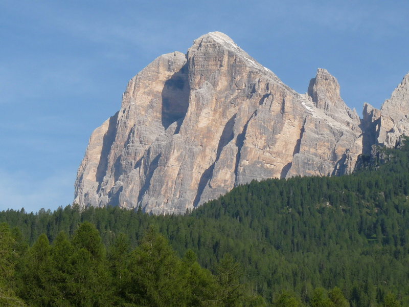 The main, classic south face buttresses can be seen quite well in this photo. July 2009.