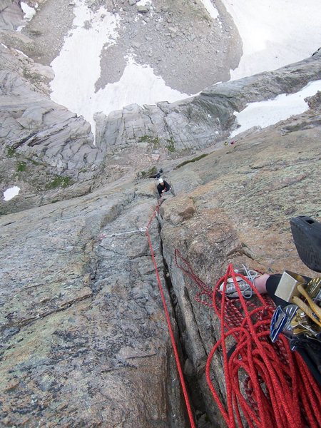 Joe is coming out of the bowels of the "crux" squeeze on the Casual.<br>