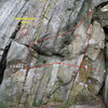 The Right Pebbles Boulder: <br>
1. [[Tweedledee]]106514336 <br>
2. Flight of the Gumb (V6) <br>
3. [[106560701]] (V2) <br>
4. Lynn Hill's Traverse (V8)