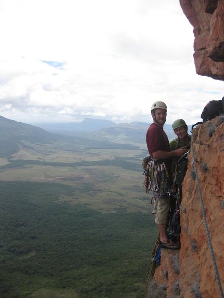 Meghan and Eric at the start of P4, on the Flying Alcove.