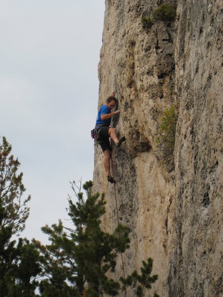 Finishing up the crux bulge.