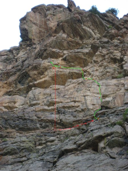 Pitch 3 detail, including rap and tension traverse (use 70m rope!).