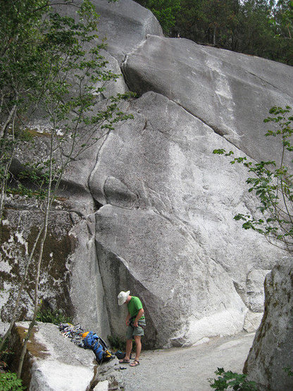 Easter Island (5.8) is the obvious crack above the dorky looking guy.