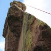 Green - rappel path, red - tough pull.