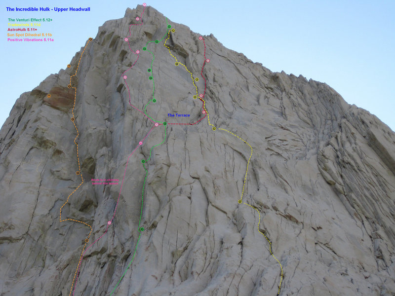 A topo overlay for some of the upper pitches on the Incredible Hulk