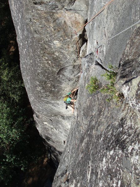 Looking down the hardest 5.6 in the world (very fun though)...